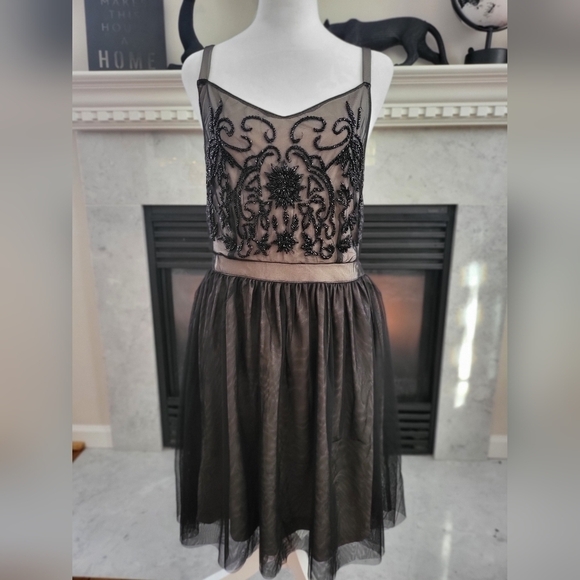 MIA JOY Dresses & Skirts - MIA JOY Dress w Embroidered Top and Sheer Bottom NWT